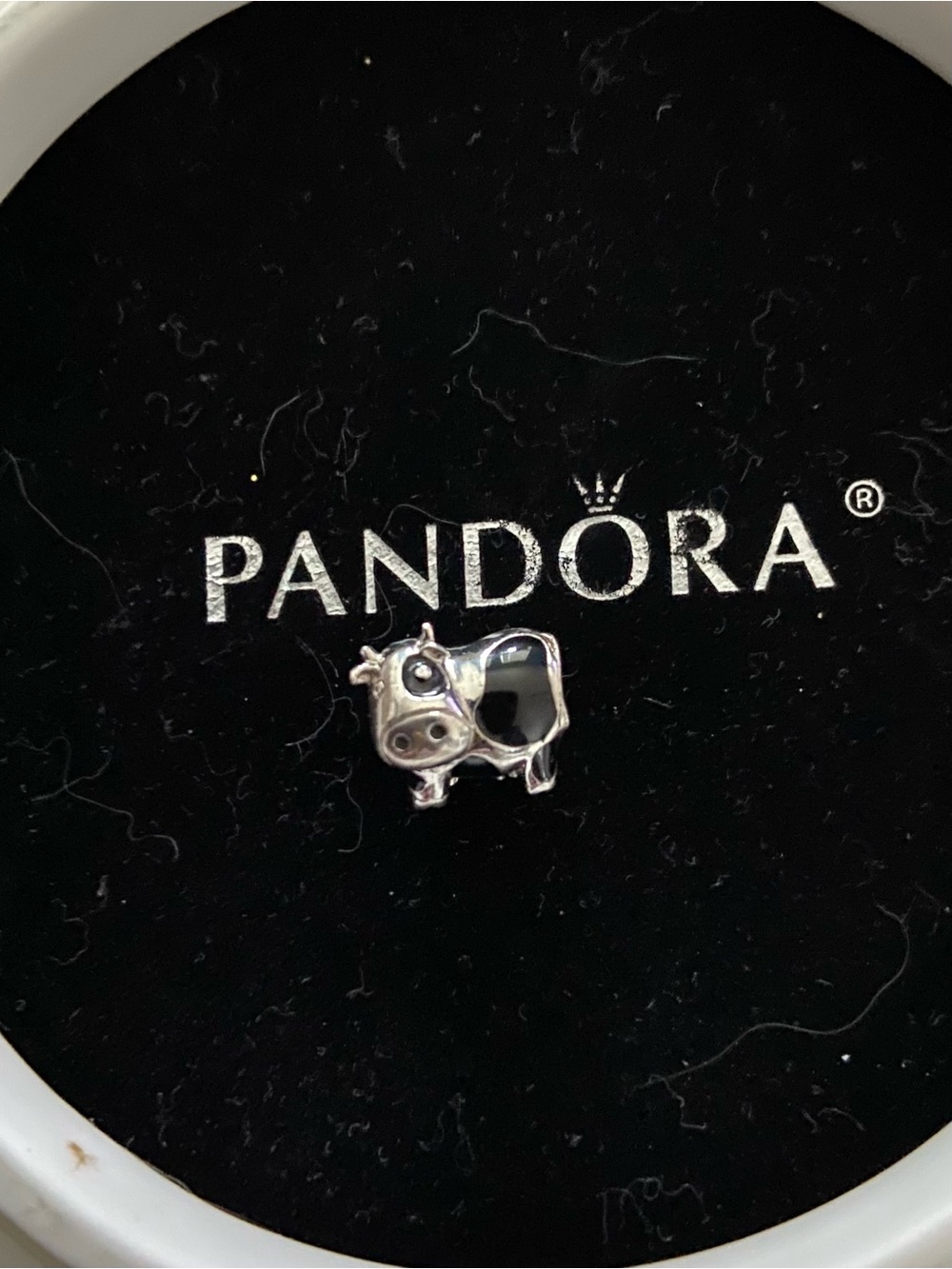 Pandora Black & Silver Cow Charm Bead